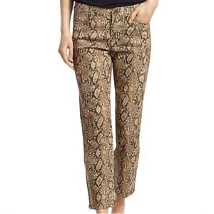 FRAME Le High Rise Straight Leg Python Snake Print Coated Denim Jean